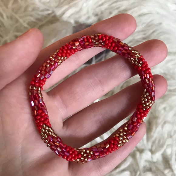 Glass Seed Bead Crochet Roll On Bracelet - Picture 4 of 6